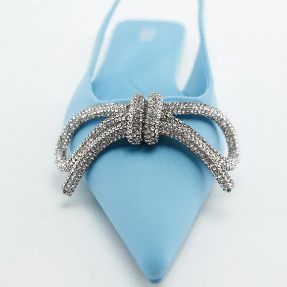Zara Embellished Bow Flat Mules
